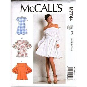 McCall's M7744 Misses 14 to 22 Off the Shoulder Dress Uncut Sewing Pattern New